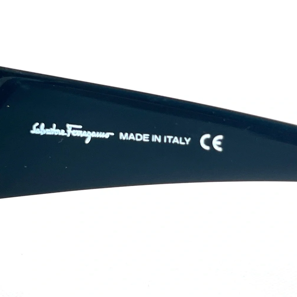 SALVATORE FERRAGAMO 2085-437/71 Black Lens Black White Frame Full Rim Sunglasses